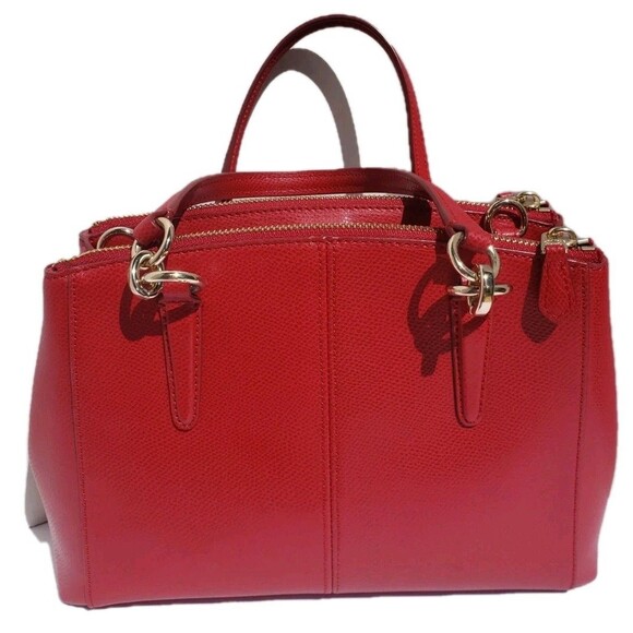 Coach Mini Christie Carryall Red Pebbled Purse Crossbody HandBag Satchel EUC - Picture 3 of 16
